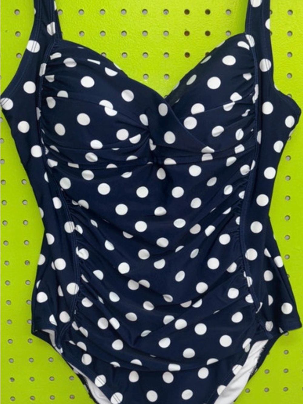 Navy Polka Dot One-Piece Swimsuit - Classic Retro Style